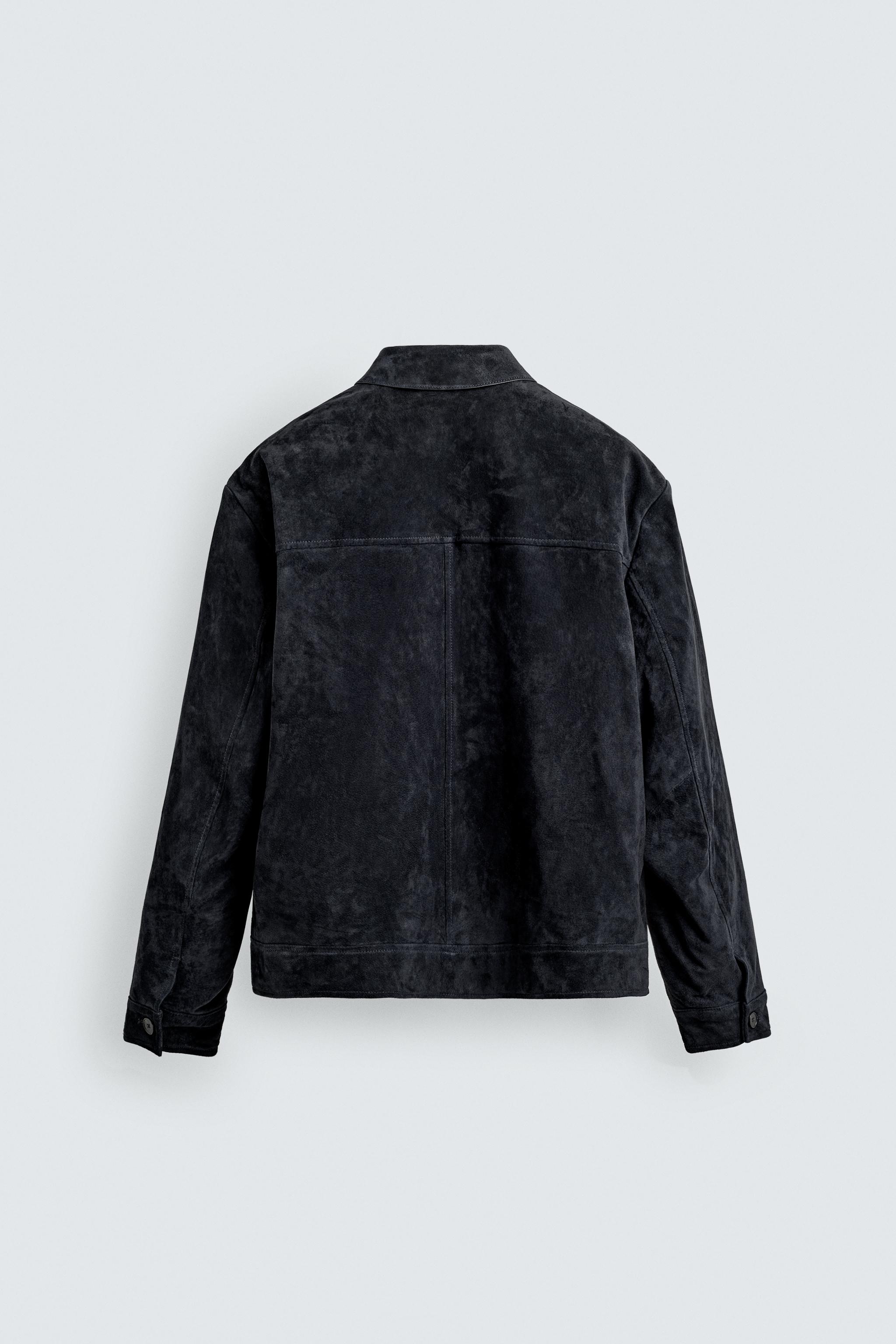 BLOUSON EN CUIR DAIM REGULAR FIT